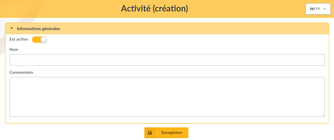 The form of a new activity