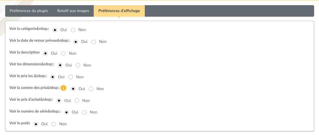 The display preferences