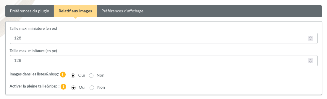 The images preferences