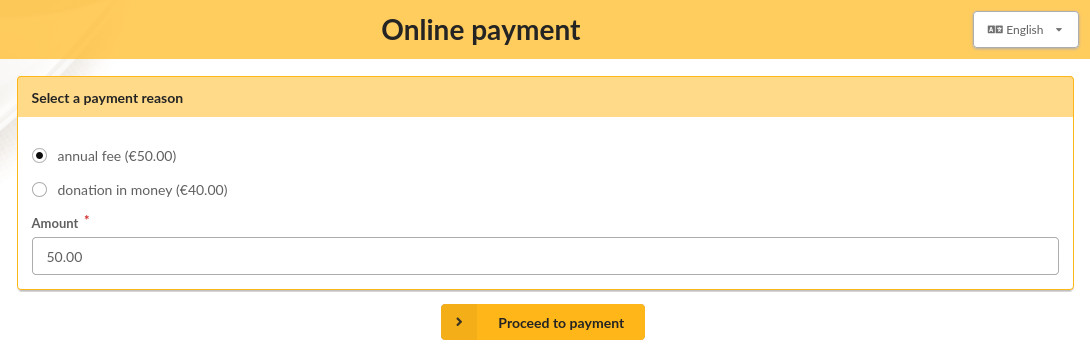 Payment form visible by logged in users